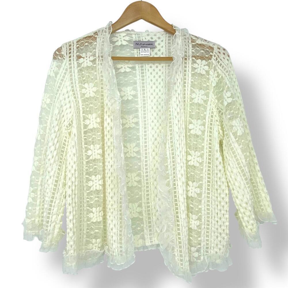 NIJI of Waikiki Lace Sheer Jacket - Elegant Ivory Cover-Up
